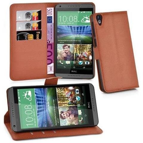 Custodia Compatibile Con Htc Desire 820 In Marrone Pastello - Coperchio Protettiva Con Chiusura Magnetica, Funzione Stand E Tasca Per Le Carte - Foto 1