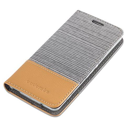 Custodia Compatibile Con Sony Xperia Z3 Compact In Grigio Chiaro Marrone - Coperchio Protettiva Con Chiusura Magnetica, Funzione Stand E Tasca Per Le Carte - Foto 2