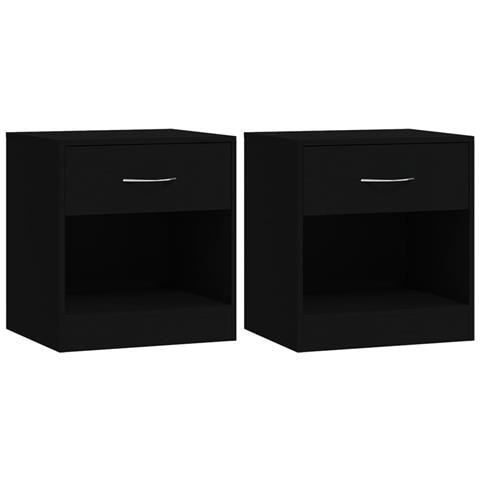 Comodini 2 Pz Con Cassetto Neri - Foto 4