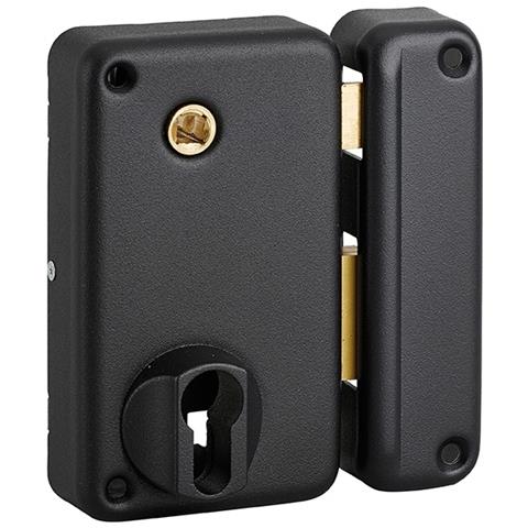 Serratura Verticale Da Applicare Doppio Cilindro Con Quadro Maniglia, Destra, Asse 45mm, 75x130mm, Nero - Thirard - Foto 1