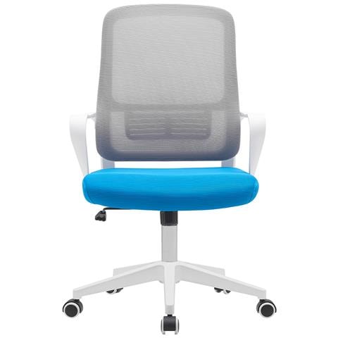Sedia Da Ufficio Blu E Grigio Poltrona Da Scrivania Girevole Regolabile 98-108cm - Foto 2