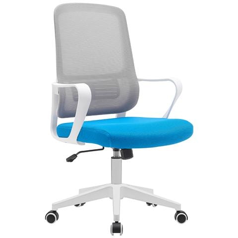 Sedia Da Ufficio Blu E Grigio Poltrona Da Scrivania Girevole Regolabile 98-108cm - Foto 1