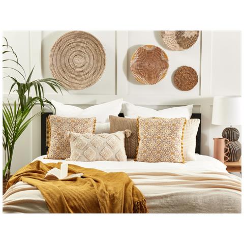 Set Di 2 Cuscini Lycrois Cotone 45 X 45 Cm Giallo Trama Floreale - Foto 1