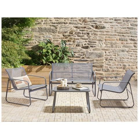 Set Da Giardino Con Tavolo 4 Posti Barrea Metallo Grigio - Foto 1