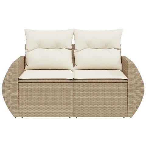 Divano Da Giardino Con Cuscini A 2 Posti Beige In Polyrattan - Foto 2