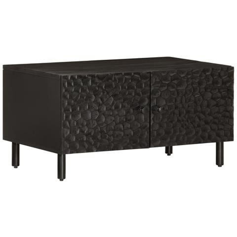Tavolino Da Salotto Nero 80x50x40 Cm In Legno Massello Di Mango - Foto 1