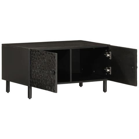Tavolino Da Salotto Nero 80x50x40 Cm In Legno Massello Di Mango - Foto 2