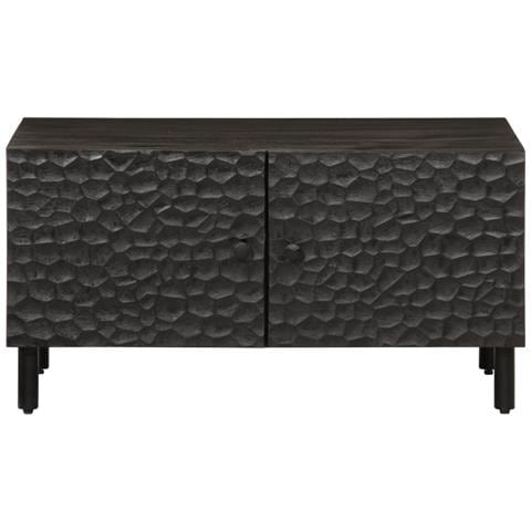 Tavolino Da Salotto Nero 80x50x40 Cm In Legno Massello Di Mango - Foto 3