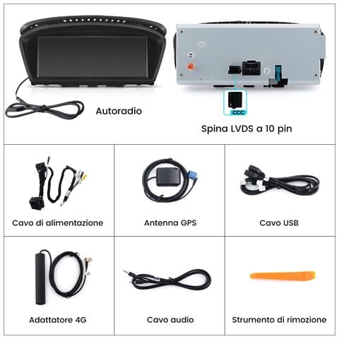 Autoradio Android (4g+64g) Per Bmw 5 Serie E60 E61 E63 E64, 3 Serie E90 E91 E92 Ccc (2003-2010), Car Radio Qualcomm Con 8,8 Pollici Schermo Ips Touchscreen Android Auto Carplay 4g Bt - Foto 7