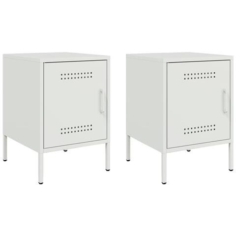 Comodini 2 Pz Bianchi 36x39x50,5 Cm In Acciaio - Foto 1