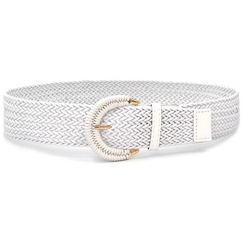 Cintura In Pelle Con Fibbia Intrecciata In Cordoncino Cerato Nero White - Foto 1