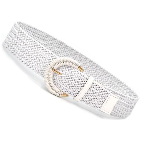 Cintura In Pelle Con Fibbia Intrecciata In Cordoncino Cerato Nero White - Foto 3