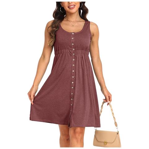 Abito Estivo Leggero Da Donna S Rosso Con Bottoni - Foto 6