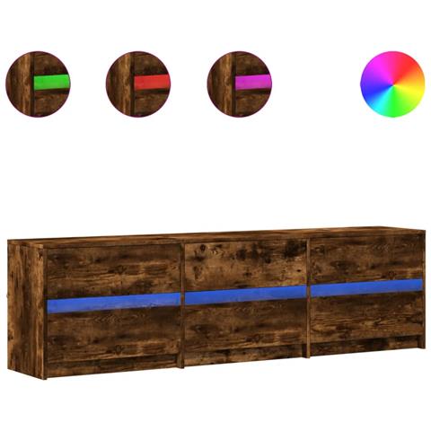 Mobile Porta TV con LED Rovere Fumo 180x34x50cm in Truciolato - Foto 1