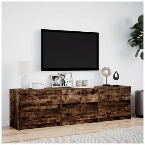 Mobile Porta TV con LED Rovere Fumo 180x34x50cm in Truciolato - Foto 10