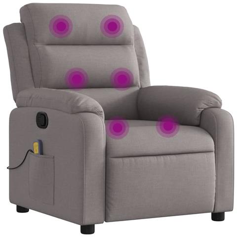 Poltrona Massaggiante Reclinabile Tortora In Tessuto - Foto 1