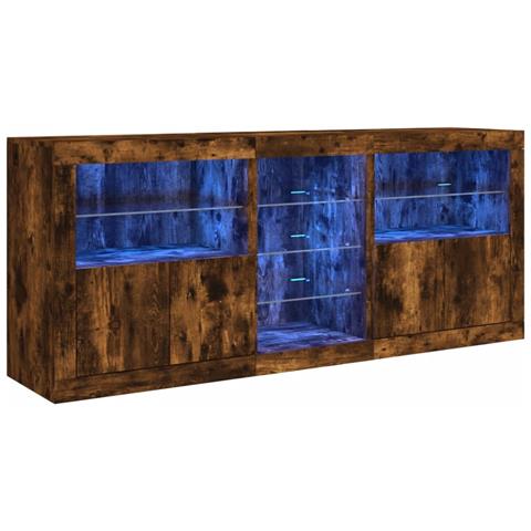 Credenza Con Luci Led Rovere Fumo 181,5x37x67 Cm - Foto 2
