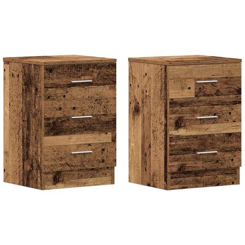 Comodini 2 Pz Legno Antico 38x35x55 Cm In Legno Multistrato - Foto 2
