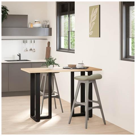 Gambe Tavolo Bar A Forma T 2 Pz Nero 40x35x(90-91) Cm Acciaio - Foto 3