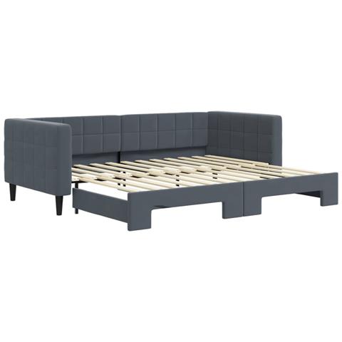 Divano Letto Con Letto Estraibile Grigio Scuro 90x200cm Velluto - Foto 2