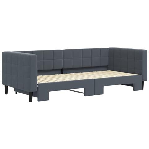 Divano Letto Con Letto Estraibile Grigio Scuro 90x200cm Velluto - Foto 3