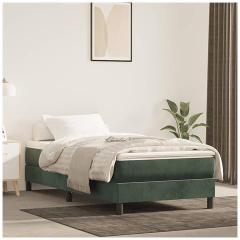 Materasso A Molle Verde Scuro 120x190x20 Cm In Velluto - Foto 1