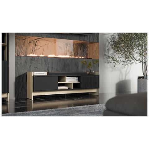 Armadio RTV PORTO 2D 150x38x50 rovere /nero - Foto 4