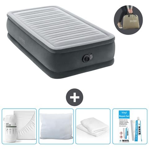 Set Materassino Gonfiabile - 191x99x46 Cm - Lichtgrijs - Include Accessori Coordinati Cb15 - Foto 1
