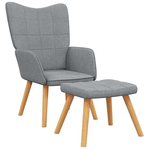 Poltrona Relax Con Poggiapiedi Grigio Chiaro In Tessuto - Foto 1