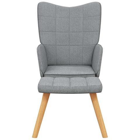 Poltrona Relax Con Poggiapiedi Grigio Chiaro In Tessuto - Foto 2