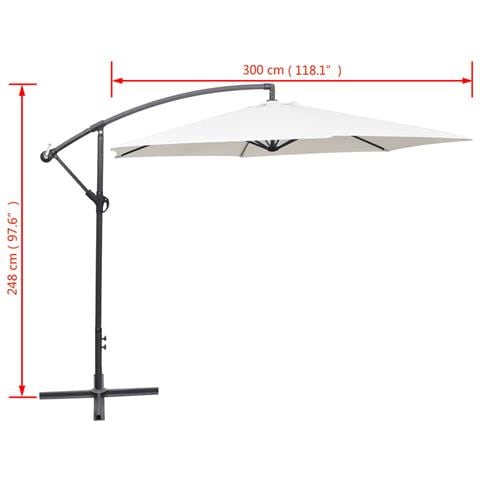 - Ombrellone A Sbalzo Da Giardino 3 M Bianco Sabbia - Foto 8