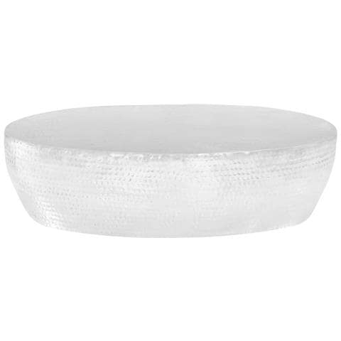 Lusso Casadino -  Tavolino Da Salotto 100x50x28cm Argento In Alluminio Martellato - Foto 1