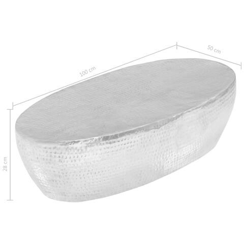 Lusso Casadino -  Tavolino Da Salotto 100x50x28cm Argento In Alluminio Martellato - Foto 8