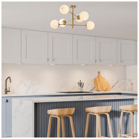 Éléonore Plafoniera Dorata D'epoca - 6 Lampade - Foto 8