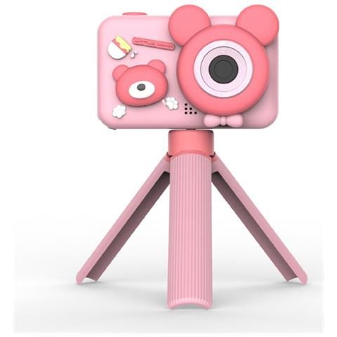 Simpatica Macchina Fotografica Per Bambini Con Doppio Obiettivo E Supporto Pink - Foto 1