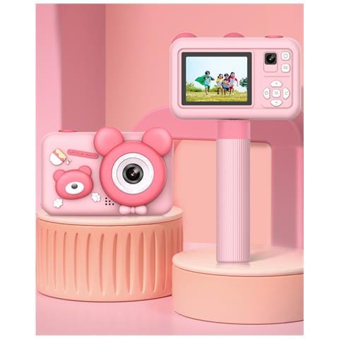 Simpatica Macchina Fotografica Per Bambini Con Doppio Obiettivo E Supporto Pink - Foto 2