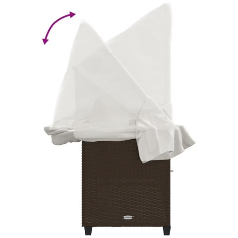 Lettino Prendisole con Baldacchino e Cuscini Marrone Polyrattan - Foto 9