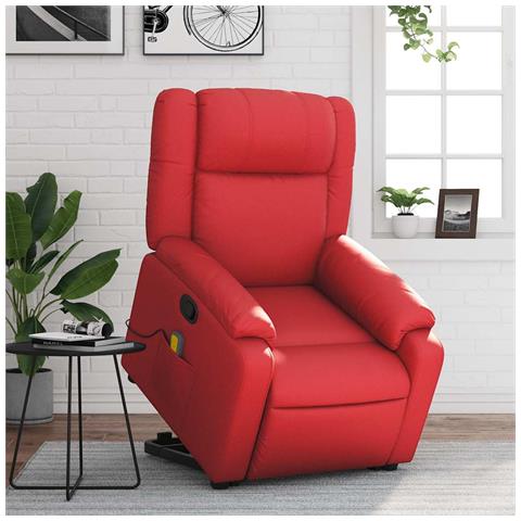 Poltrona Alzapersona Reclinabile Massaggio Rosso in Similpelle - Foto 2