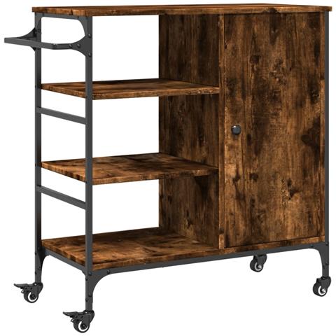 Carrello Cucina Rovere Fumo 87,5x38,5x84,5 cm Legno Multistrato - Foto 1