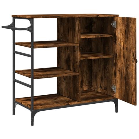 Carrello Cucina Rovere Fumo 87,5x38,5x84,5 cm Legno Multistrato - Foto 9