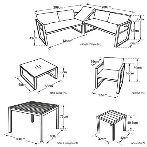 Set Di Mobili Da Giardino Modulari Ibiza In Tessuto Grigio Per 7 Persone - Alluminio Bianco - Foto 2