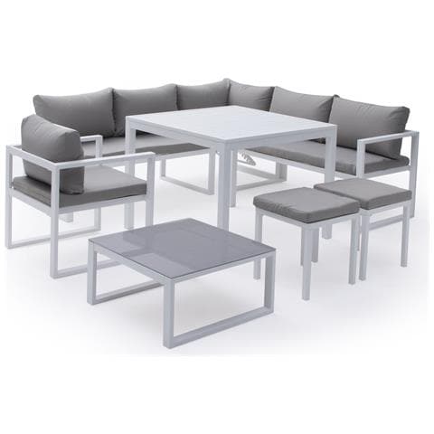 Set Di Mobili Da Giardino Modulari Ibiza In Tessuto Grigio Per 7 Persone - Alluminio Bianco - Foto 1