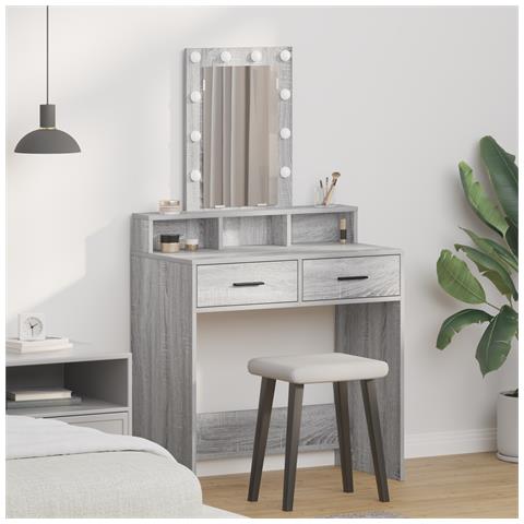 Tavolo da trucco con luci LED Grigio Sonoma 79x41x140 cm - Foto 2