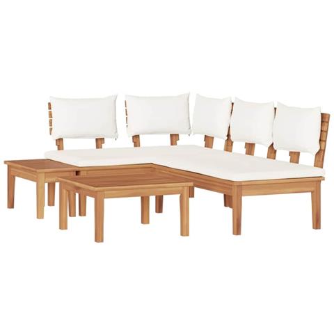 Set Panchina da Giardino con cuscino 4 pcs Marrone e Crema - Foto 1