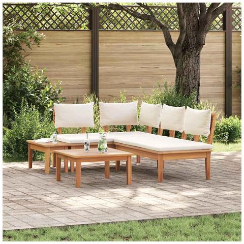 Set Panchina da Giardino con cuscino 4 pcs Marrone e Crema - Foto 2