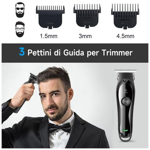 Tagliacapelli Da Uomo, Kit Tagliacapelli Professionale 2 In 1, Rasoio  Da 600 Mah, Ricarica Di Tipo C, Macchina Silenziosa Per La Rasatura Di Barba/capelli/corpo - Foto 4