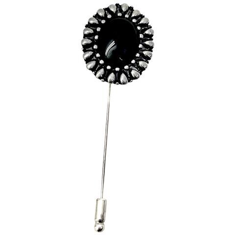 Spilla-spilla Vintage In Argento Con Cammeo Nero 10µ - Foto 1