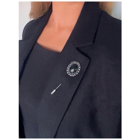 Spilla-spilla Vintage In Argento Con Cammeo Nero 10µ - Foto 2