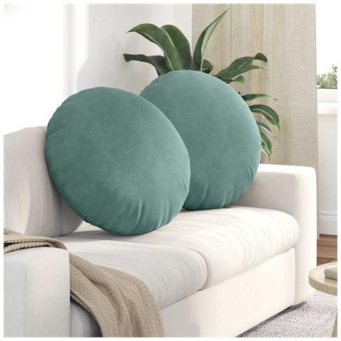Cuscini per Seduta 2 pcs Verde Mare Ø 40 x 13 cm Velluto - Foto 2