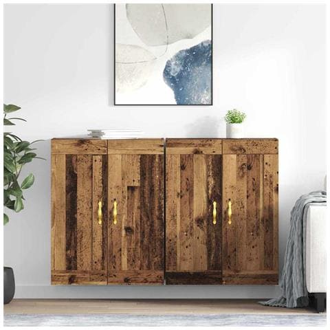 Mobile a muro 2 pcs Legno vecchio 69,5 x 34 x 90 cm - Foto 2